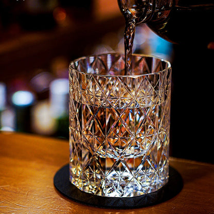 Whiskey Glass Edo Kiriko Celestial – Hand-Cut Floral Japanese Tumbler with Wooden Box | 4 Colors