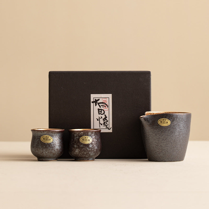 Tea Set Arita Ware Kintenmoku Crystalline Glaze Handcrafted Japanese Ceramic Teacup Tea Pitcher Gift Box Made in Japan