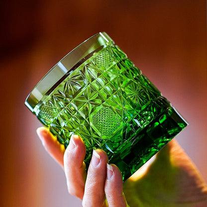 Whiskey Glass Octagonal Chrysanthemum | Edo Kiriko Cut Crystal Barware