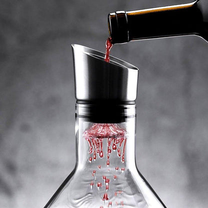 Wine Decanter Hand Blown Glass Fuji Cascade Aerating Carafe