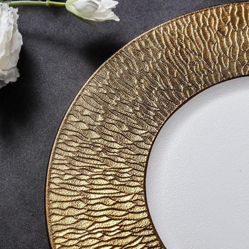 Ceramic Serving Plate – Matte Finish Black White Gold Rim