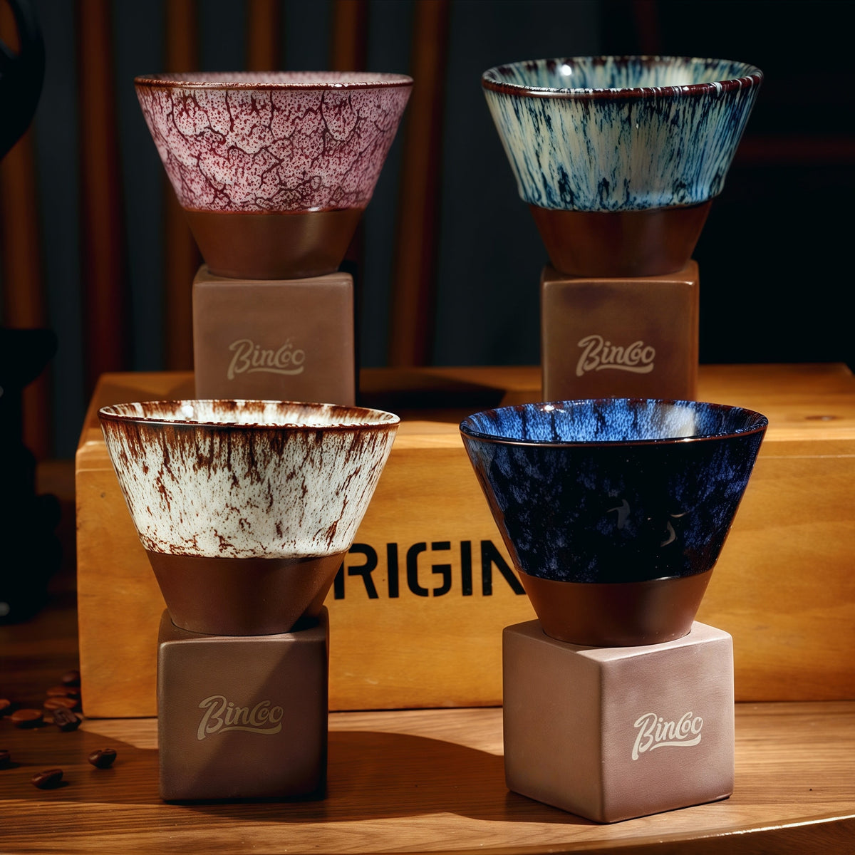 Ceramic Coffee Cup with Stand – Artisan Glaze Cone Mug