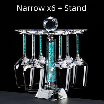 Red Wine Glasses Set Coral Turquoise Stem with Decanter & Stand – Elegant Crystal Glassware