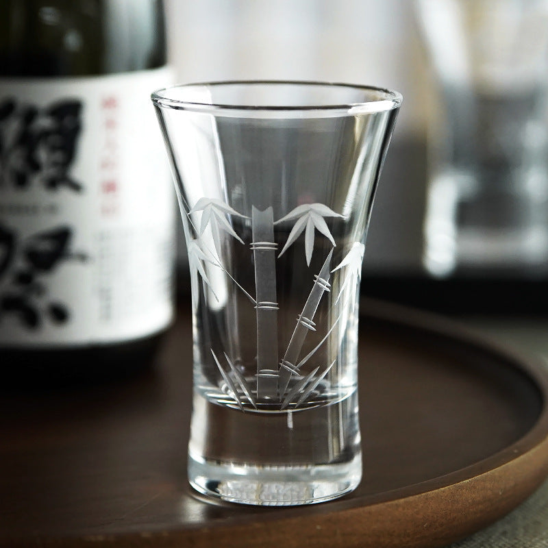 Masu Sake Cup | Japanese Artisan Glass Sake Cup with Wooden Masu