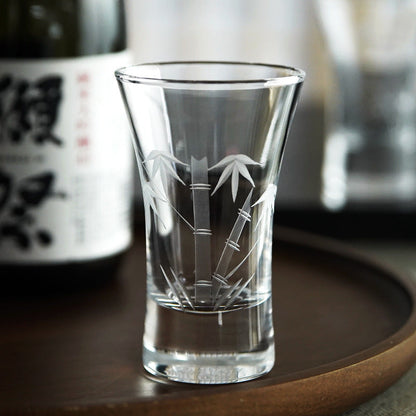 Masu Sake Cup | Japanese Artisan Glass Sake Cup with Wooden Masu