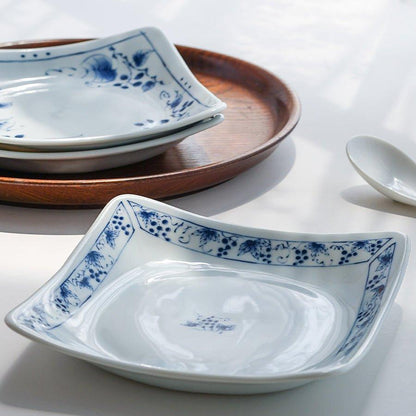 Japanese Square Plate | Mino Ware Ceramic Nature Design Dish