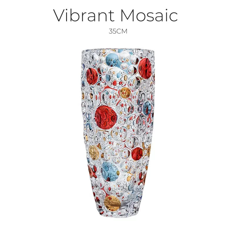 Bohemia Crystal Vase | Hand-Painted Gold Enamel Decorative Glass Vase