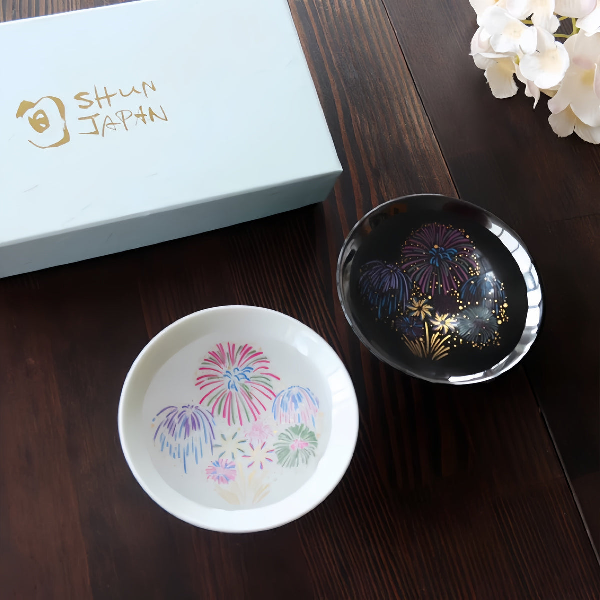 Sake Cup Set – Mino Ware Color-Changing Fireworks Ceramic