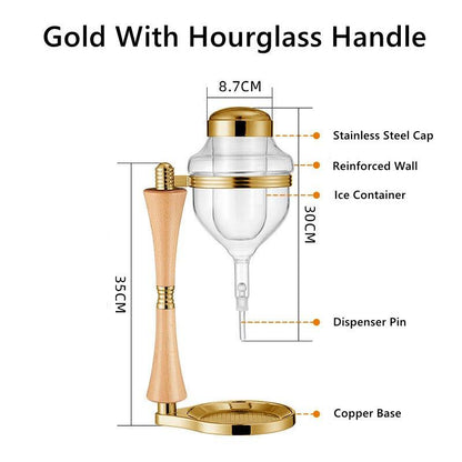 Glass Wine Dispenser Stand Gift Set Silver Gold Rose Straight Hourglass