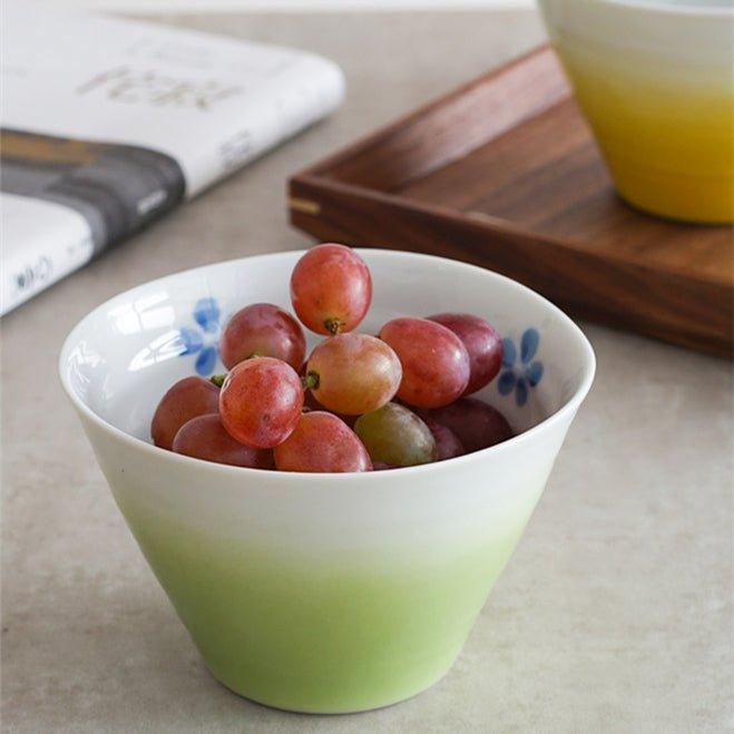 Ceramic Conical Bowl Arita Ware Japanese Handcrafted Gradient Ombre Serving and Decorative Bowl