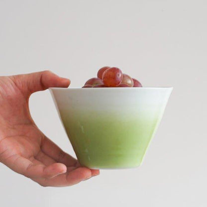 Ceramic Conical Bowl Arita Ware Japanese Handcrafted Gradient Ombre Serving and Decorative Bowl