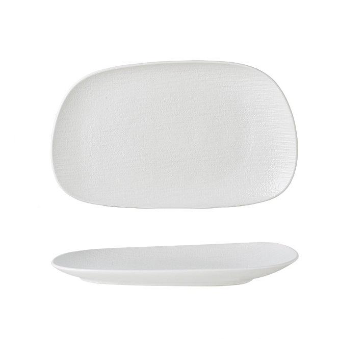 Ceramic Rectangular Plate – Matte Black White Gold Rim