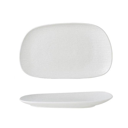 Ceramic Rectangular Plate – Matte Black White Gold Rim