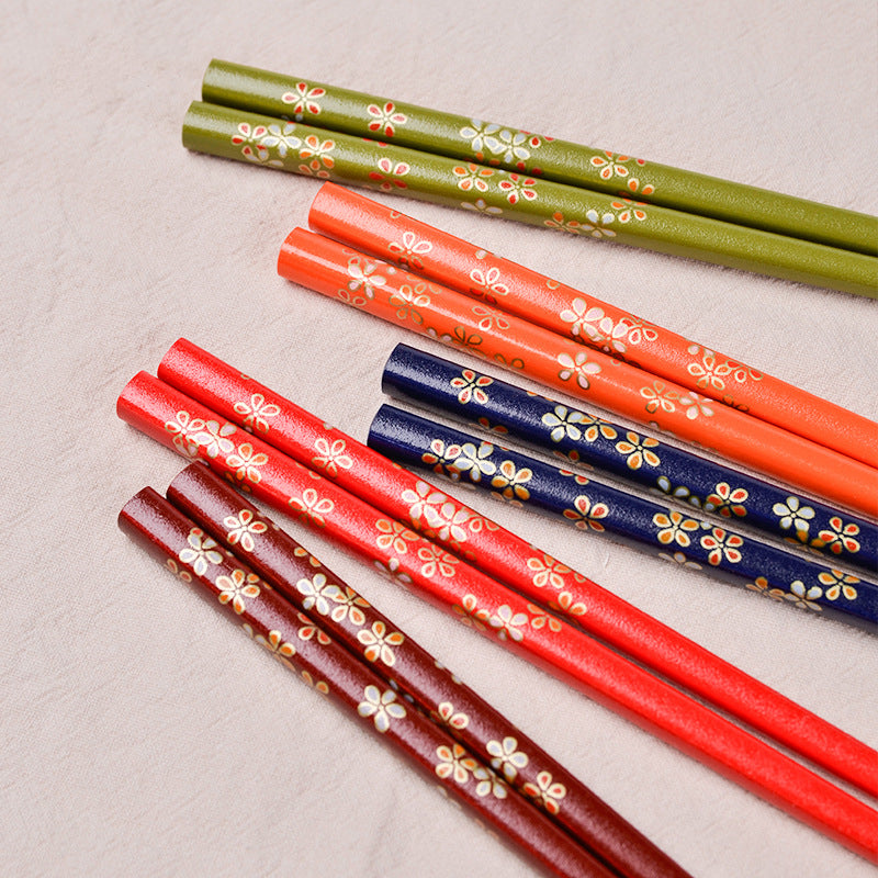 Chopsticks Set of 5 | Rainbow Sakura Handcrafted Wooden Chopsticks