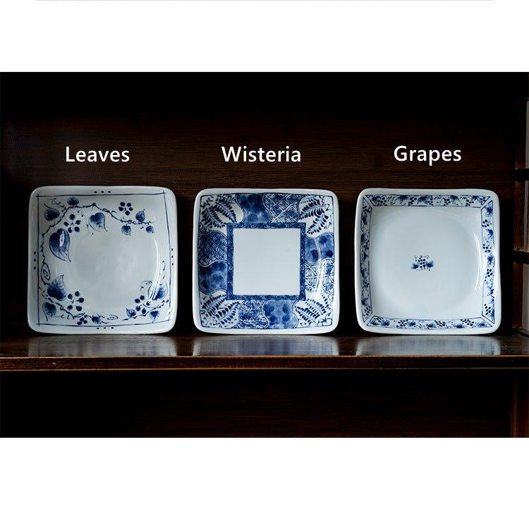 Japanese Square Plate | Mino Ware Ceramic Nature Design Dish