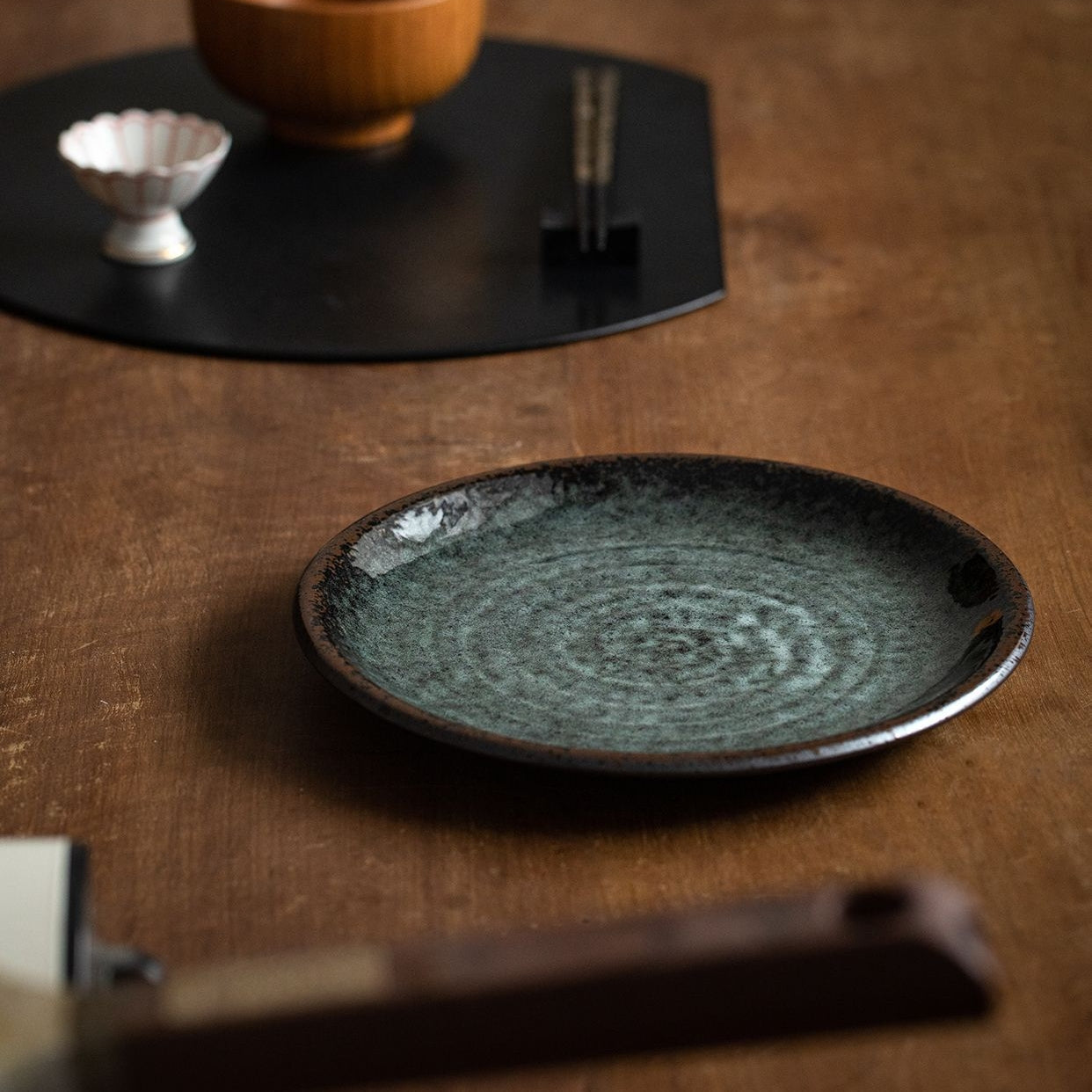 Ceramic Deep Plate – Mino Ware Wabi Sabi Spiral Glaze
