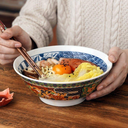 Ramen Bowl | Japanese Mino Ware Imari Handcrafted Imperial Ceramic Bowl