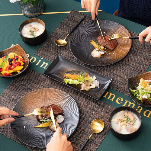 Ceramic Dinner Set | Scenic Nature Plates Bowls & Flatware