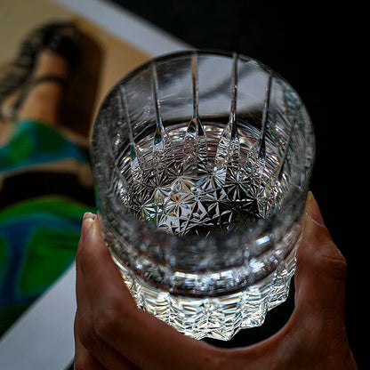 Whiskey Glass Edo Kiriko Multi-Color Cut Crystal Tumbler Set