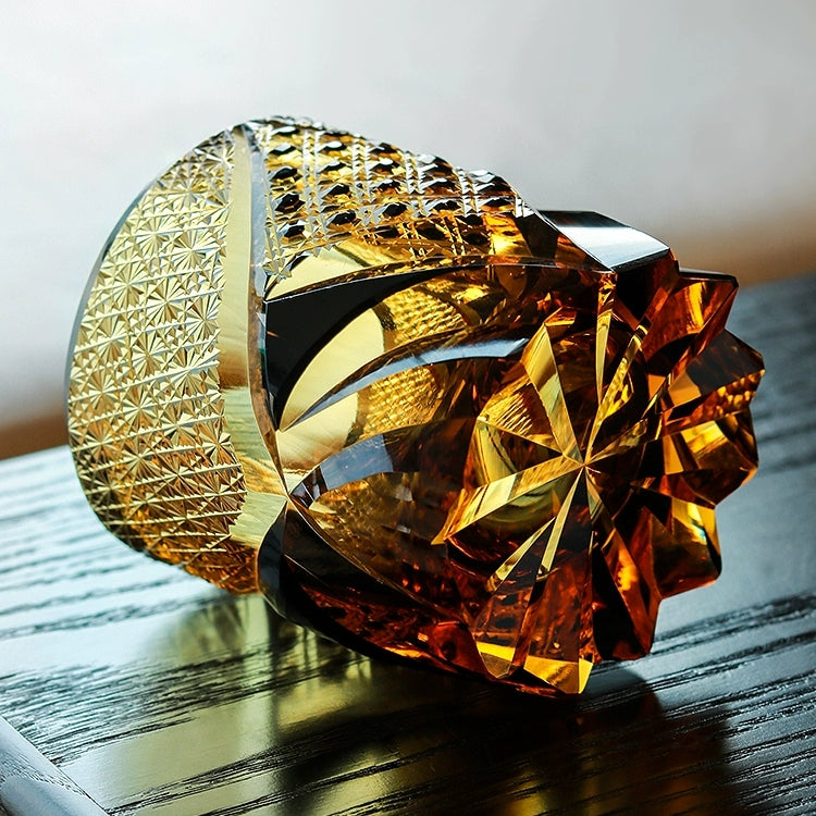 Whiskey Glass Edo Kiriko Handcrafted Dark Knight with Wooden Gift Box