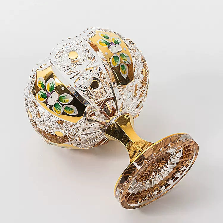 Crystal Candy Bowl | Bohemian Enamel & Gold Handcrafted Czech Glass