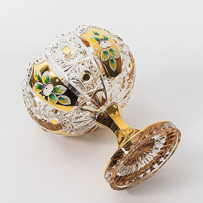 Crystal Candy Bowl | Bohemian Enamel & Gold Handcrafted Czech Glass