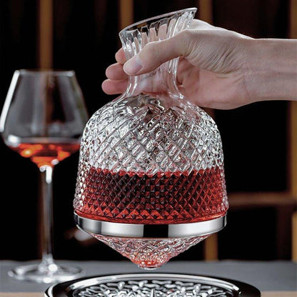 Wine Decanter – 360° Rotating Crystal Hand Blown Luxury