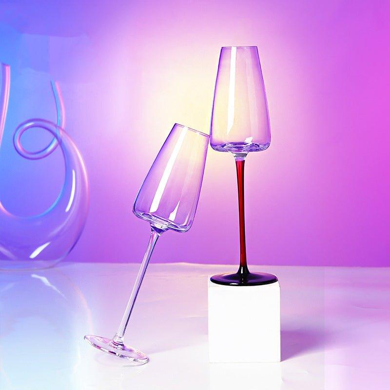Burgundy Wine Glasses Crystal Red Stem – Wide Bowl Pinot Noir Glass Set | Regular & Red Stem Styles