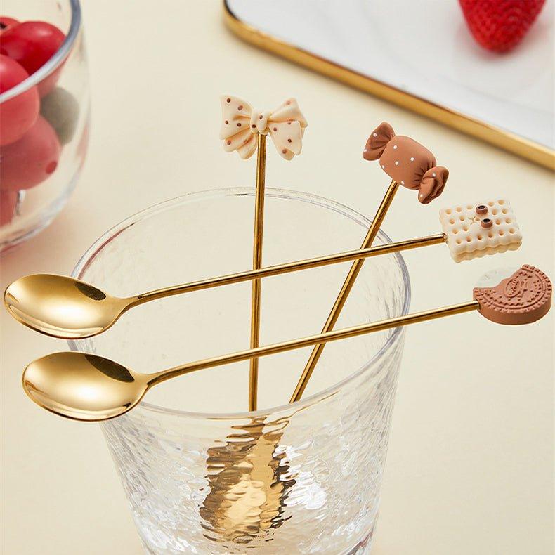 Coffee Stirrer Set Gold Stainless Steel Themed Holiday Barware