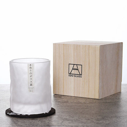 Whiskey Glass Edo Kiriko Glacier Frost Japanese Hand-Cut with Wooden Box