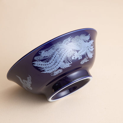 Ramen Bowl Dragon Design | Japanese Ceramic Porcelain Bowl