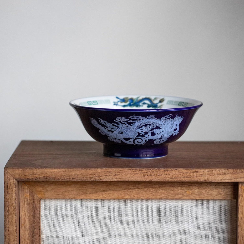 Ramen Bowl Dragon Design | Japanese Ceramic Porcelain Bowl