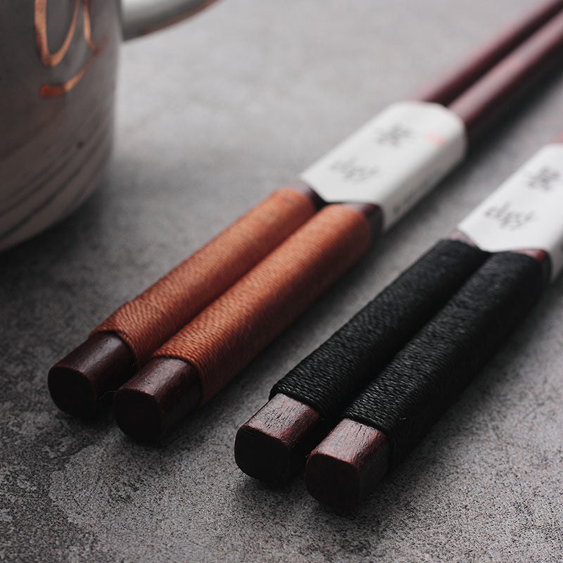 Japanese Chopsticks – Wood with Decorative Thread & Wooden Box