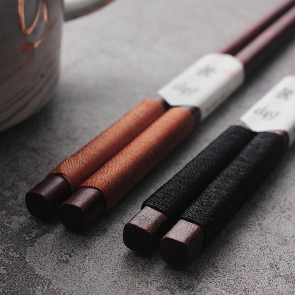 Japanese Chopsticks – Wood with Decorative Thread & Wooden Box