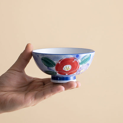 Ceramic Bowl Set of 5 – Mino Ware Hand-Painted Floral