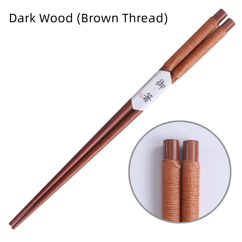 Chopsticks Set of 5 | Japanese Wooden Decorative Thread Anti-Roll Design