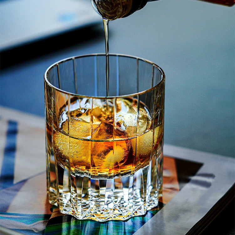 Whiskey Glass Edo Kiriko Multi-Color Cut Crystal Tumbler Set