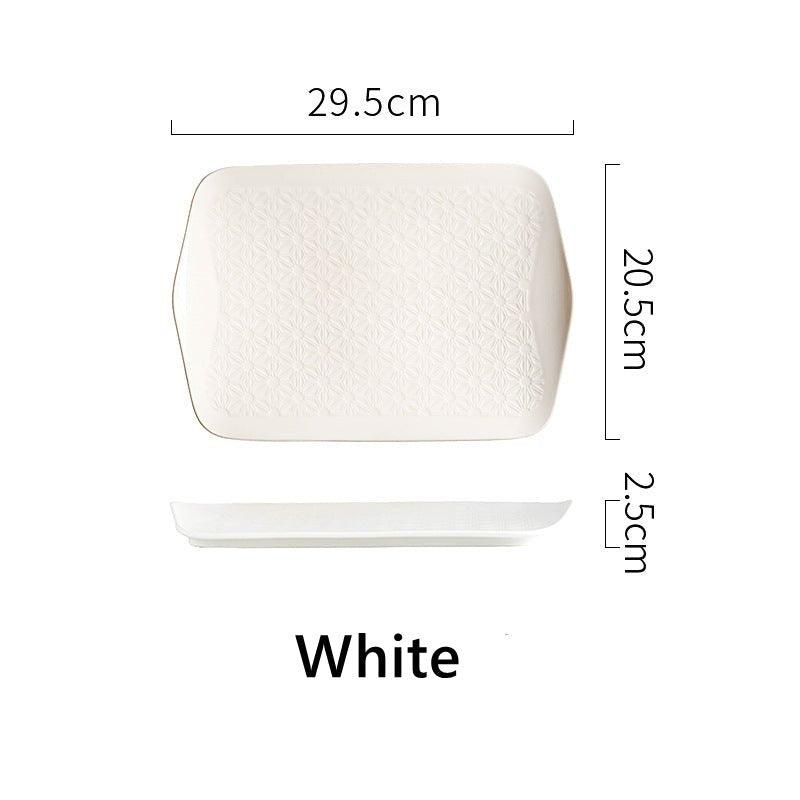 Ceramic Serving Platter | Japanese Floral Pattern Rectangular Dish
