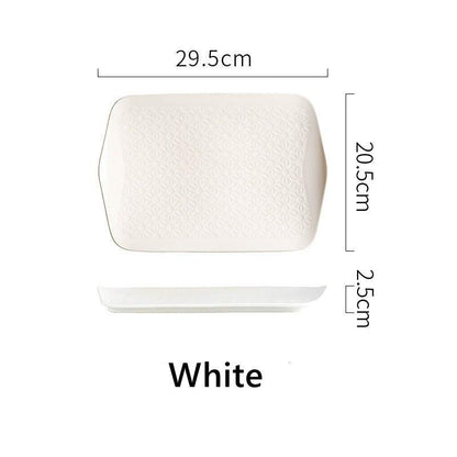 Ceramic Serving Platter | Japanese Floral Pattern Rectangular Dish
