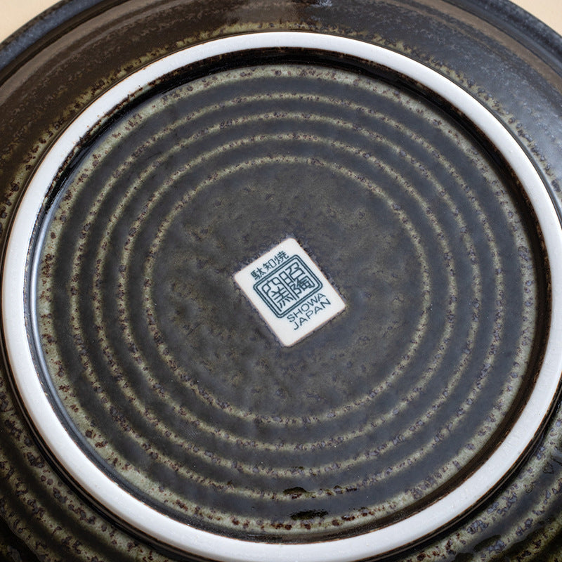 Ceramic Deep Plate – Mino Ware Wabi Sabi Spiral Glaze