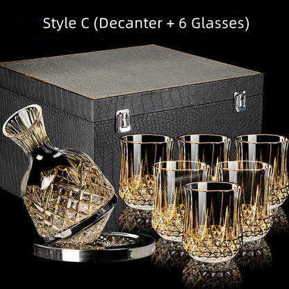 Crystal Wine Glasses Set Golden Vine with Decanter & Leather Case – Made in France | Cristal d'Arques