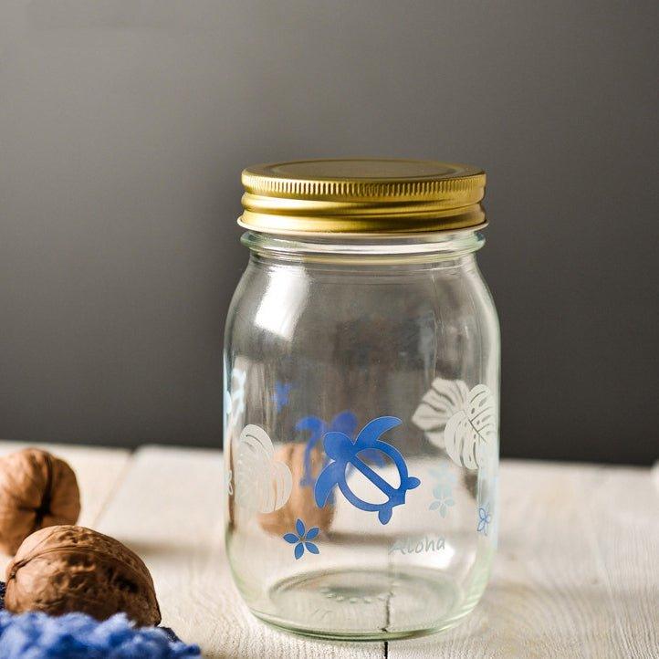 Glass Storage Jar Japanese Hand-Painted Kitchen Spice Jar