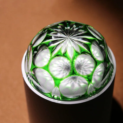Luxury Whiskey Glass Edo Kiriko Jade Blossom Hand-Carved Crystal | Japanese Artisan Glassware