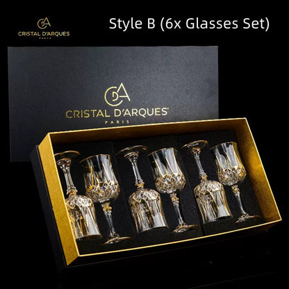 Crystal Wine Glasses Set Golden Vine with Decanter & Leather Case – Made in France | Cristal d'Arques
