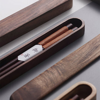 Japanese Chopsticks – Wood with Decorative Thread & Wooden Box