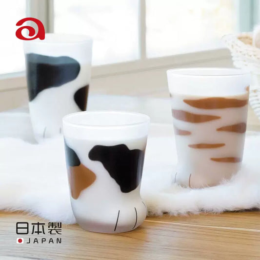 Cat Paw Glass Cup Japanese Neko Paw Print Drinking Glass Aderia Ishizuka Cute Cat Mug Made in Japan