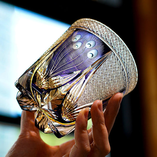 Whiskey Glass Violet Peacock – Edo Kiriko Handcrafted Crystal
