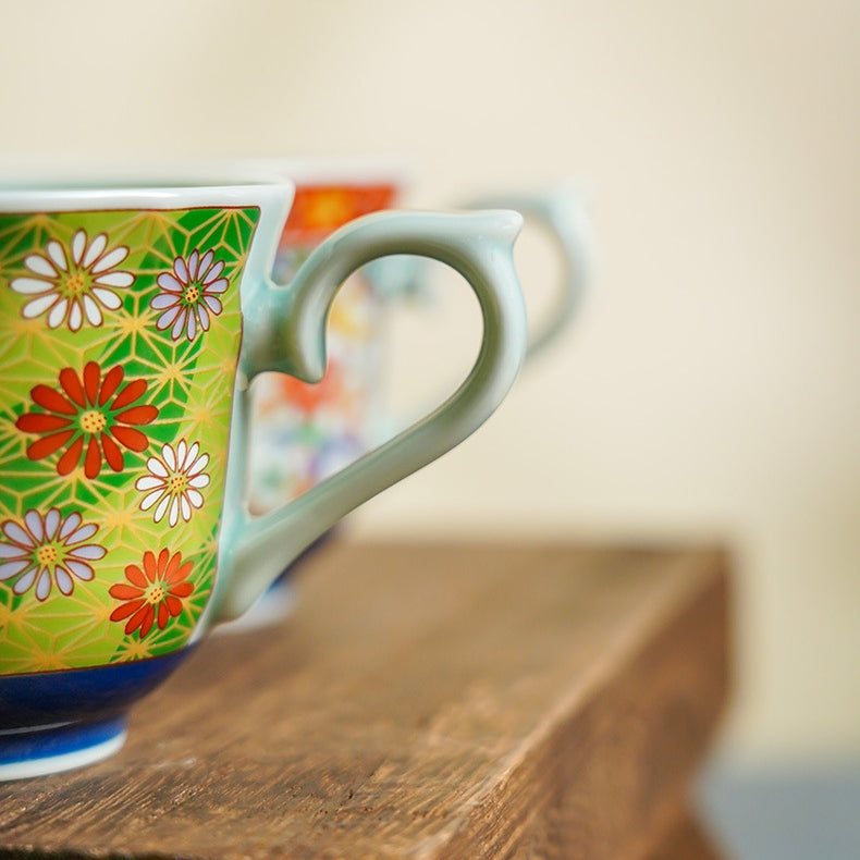 Japanese Tea Cup & Saucer Set – Mino Ware Kachofugetsu