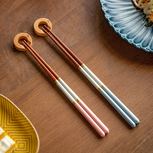 ISHIDA Wooden Chopsticks Wedding Gift His Hers Blue Pink Japan Box