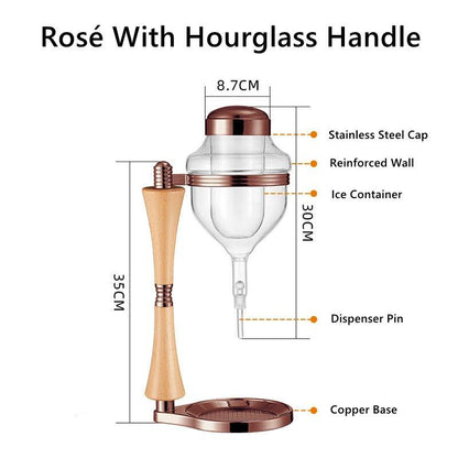 Glass Wine Dispenser Stand Gift Set Silver Gold Rose Straight Hourglass